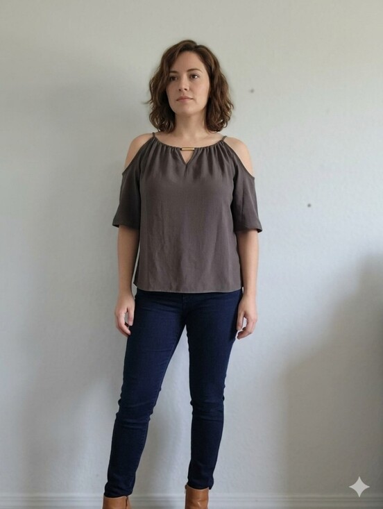 iris Tops - Women's Cold-Shoulder Blouse in Charcoal Gray - Lightweight Elegant Top